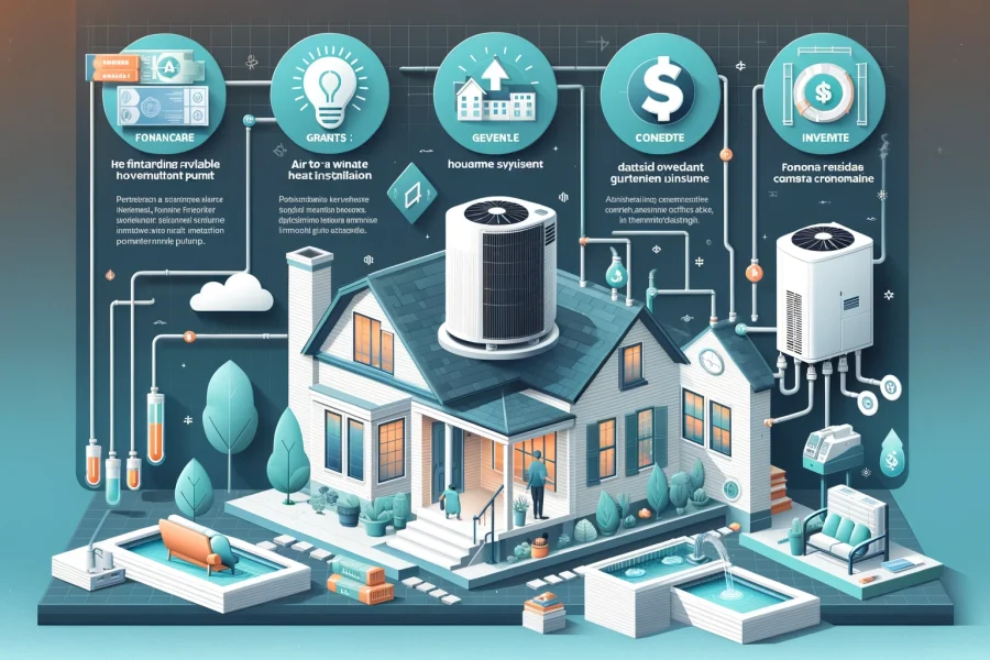 Infographie détaillant les aides financières disponibles pour l'installation de pompes à chaleur air-eau.