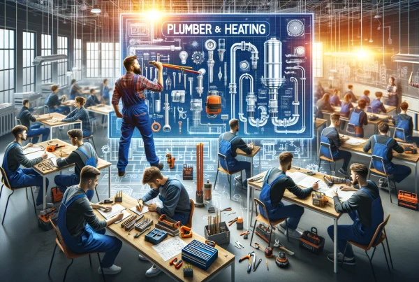 Classe dynamique de formation pour futurs plombiers chauffagistes, combinant enseignement théorique et pratique sous la supervision d'un instructeur expérimenté.