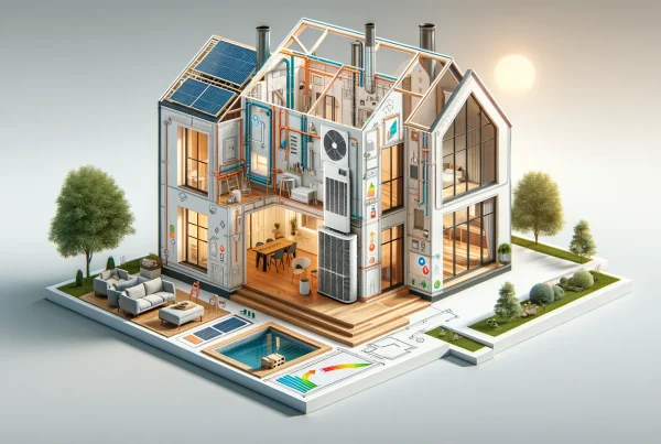 Couverture d'un guide complet sur la préparation de votre maison pour l'installation d'une pompe à chaleur, montrant une maison moderne prête pour une mise à niveau écologique.