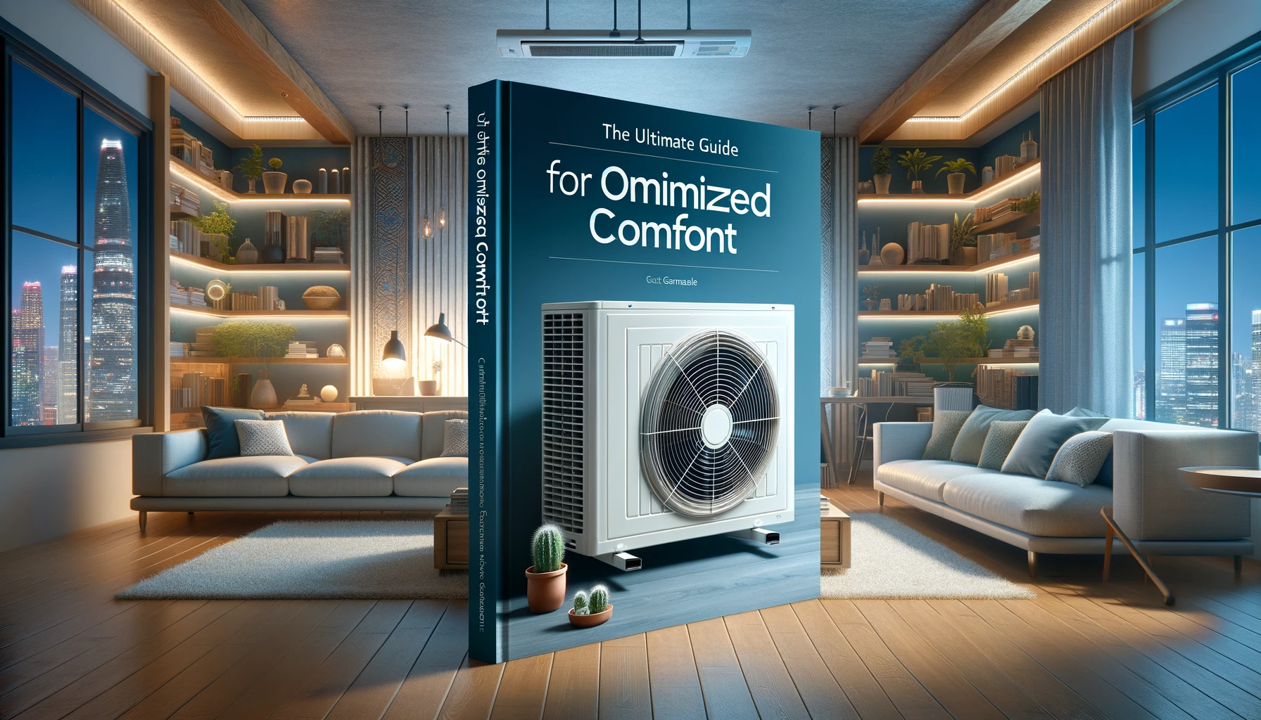 Couverture pour "Le Guide Ultime pour un Confort Optimisé" mettant en avant la climatisation gainable dans un intérieur moderne et confortable.