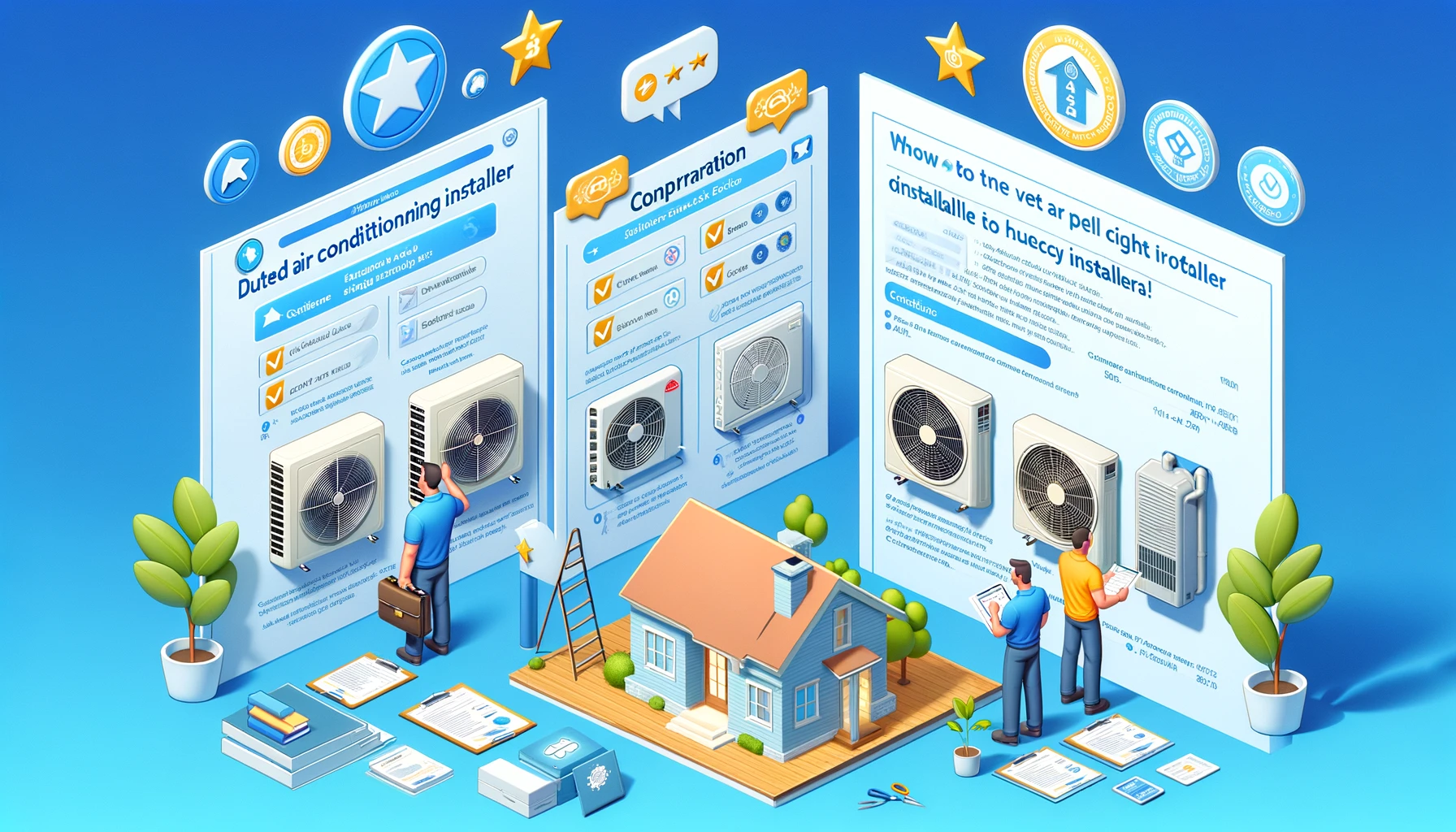 Processus de sélection du bon installateur pour un système de climatisation gainable avec consultation de plusieurs professionnels.