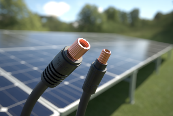 Câble solaire avec connecteurs mâle et femelle sur installation extérieure